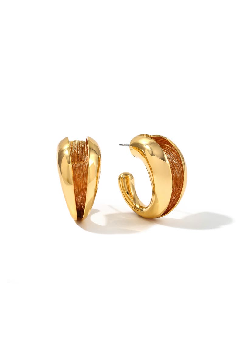 Currents Hoop Earrings, Main, color, Gold