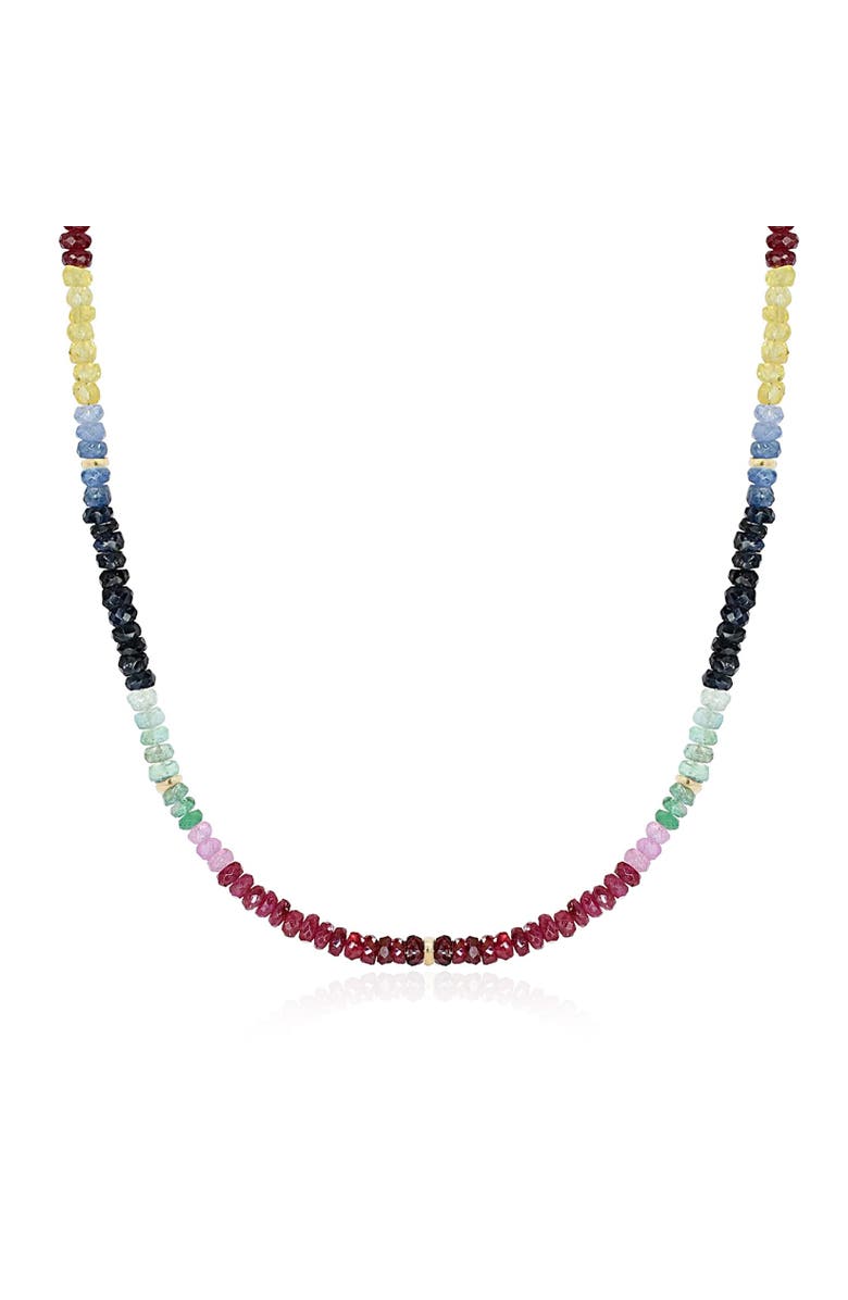 The Lovery Fine Jewelry Rainbow Gemstone Bead Necklace, Main, color, Multicolor Gemstones