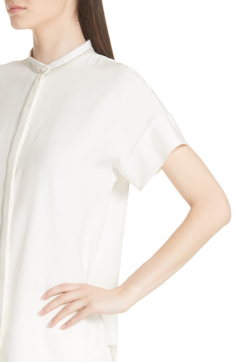 Lafayette 148 New York Camilla Silk Matte Blouse, Alternate, color, Cloud