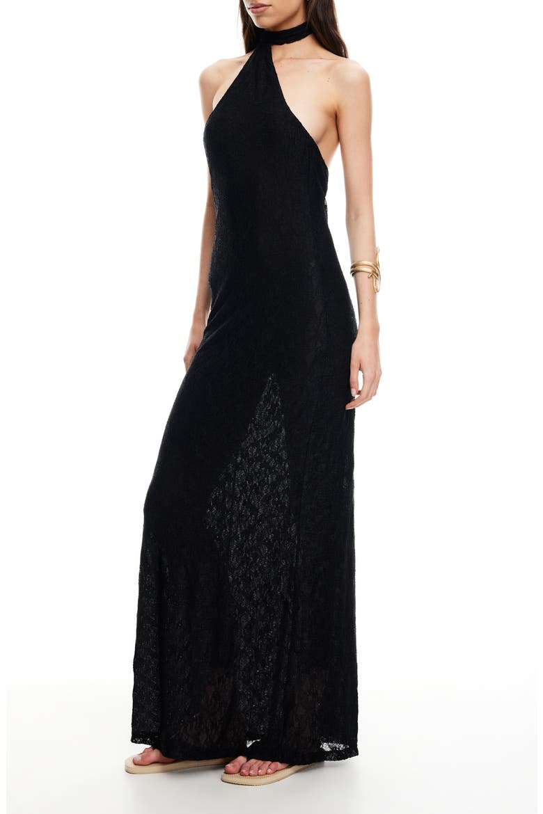 Lux Lace Maxi Dress, Alternate, color, NOIR