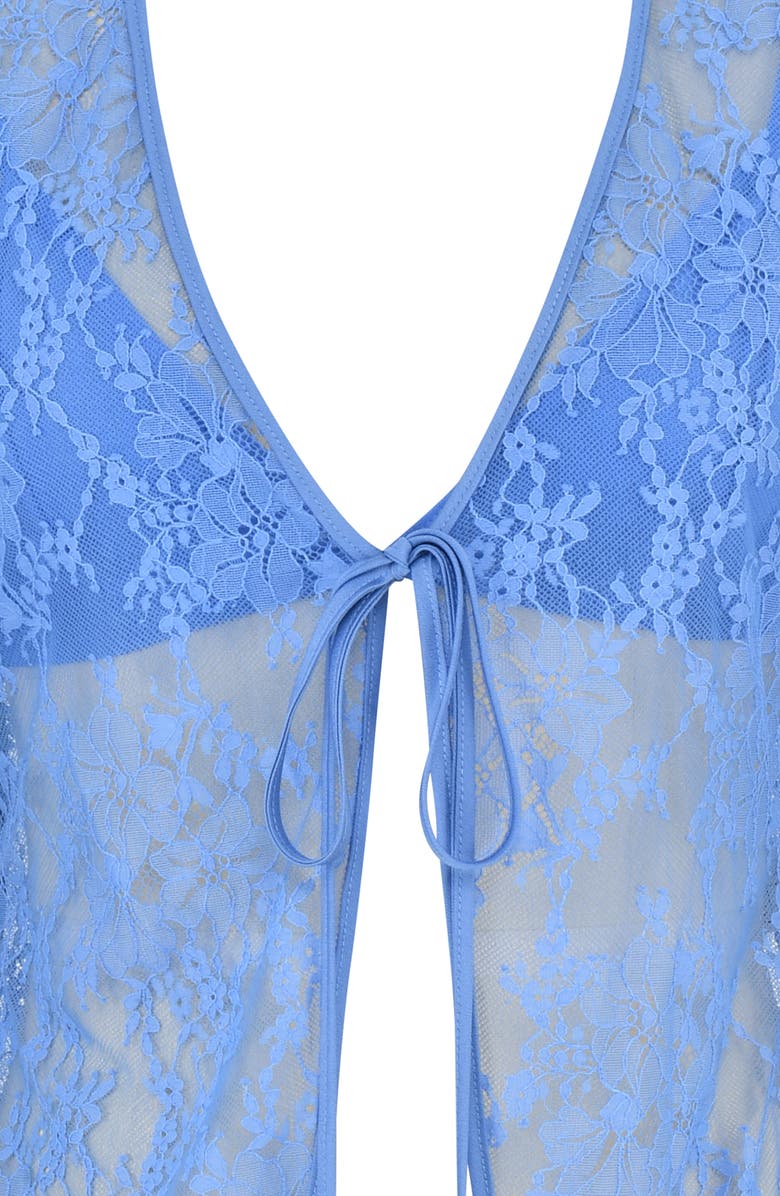 HOUSE OF CB Phoebe Lace Tie Front Top, Alternate, color, Blue