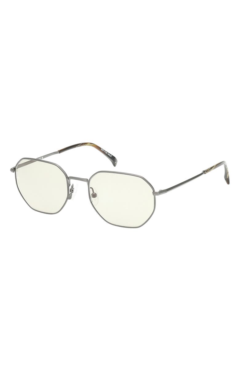 rag & bone 53mm Geometric Sunglasses, Alternate, color, Gunmetal / Green Horn / Olive