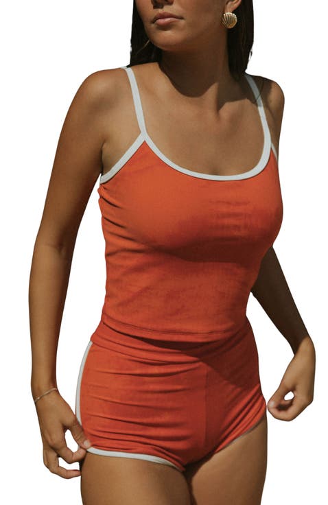 Coral Scoop Neck Tankini Top