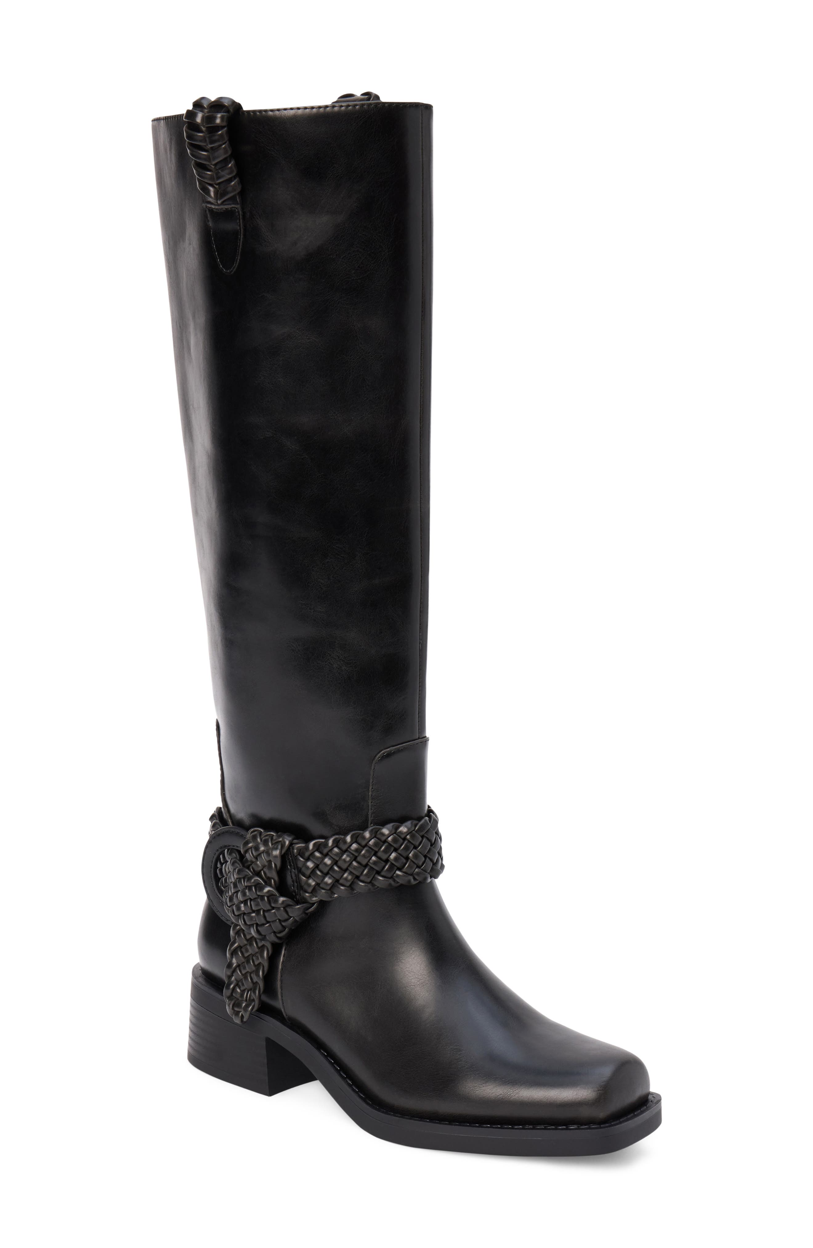Cheyenne Faux Leather Boot, Main, color, BLACK