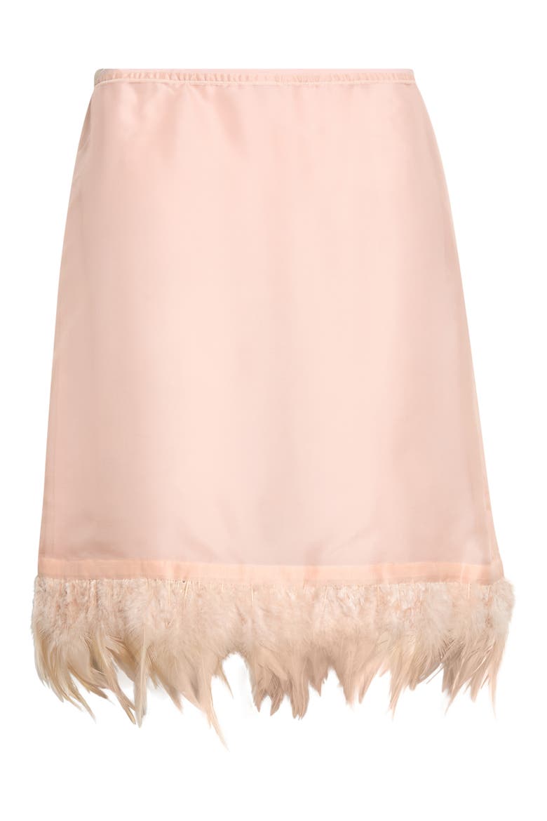 Lark Feather Trim Silk Skirt, Main, color, SANDROSE