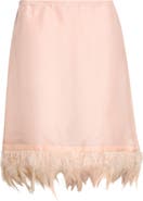 STAUD Lark Feather Trim Silk Skirt