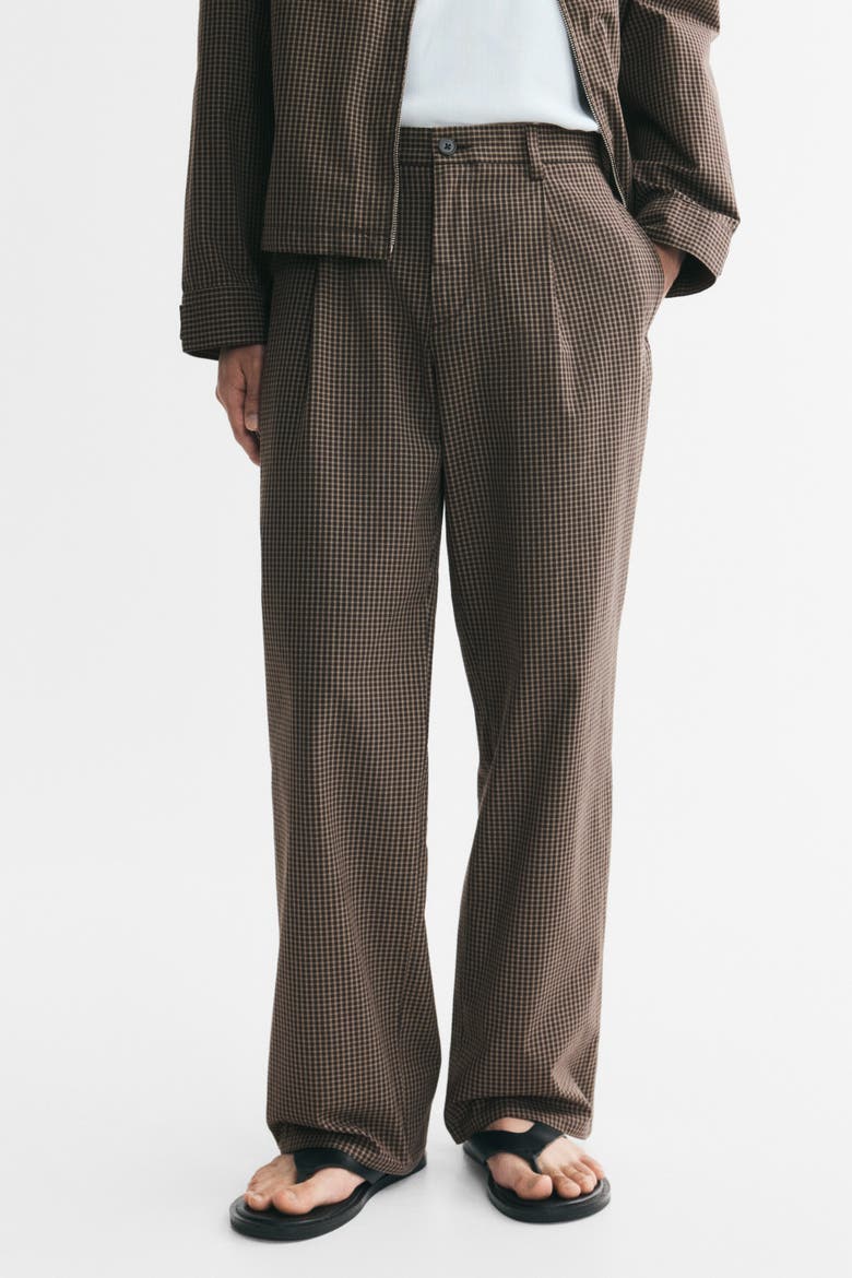 Relaxed-fit Wide-leg Pants, Alternate, color, Dark brown/checked