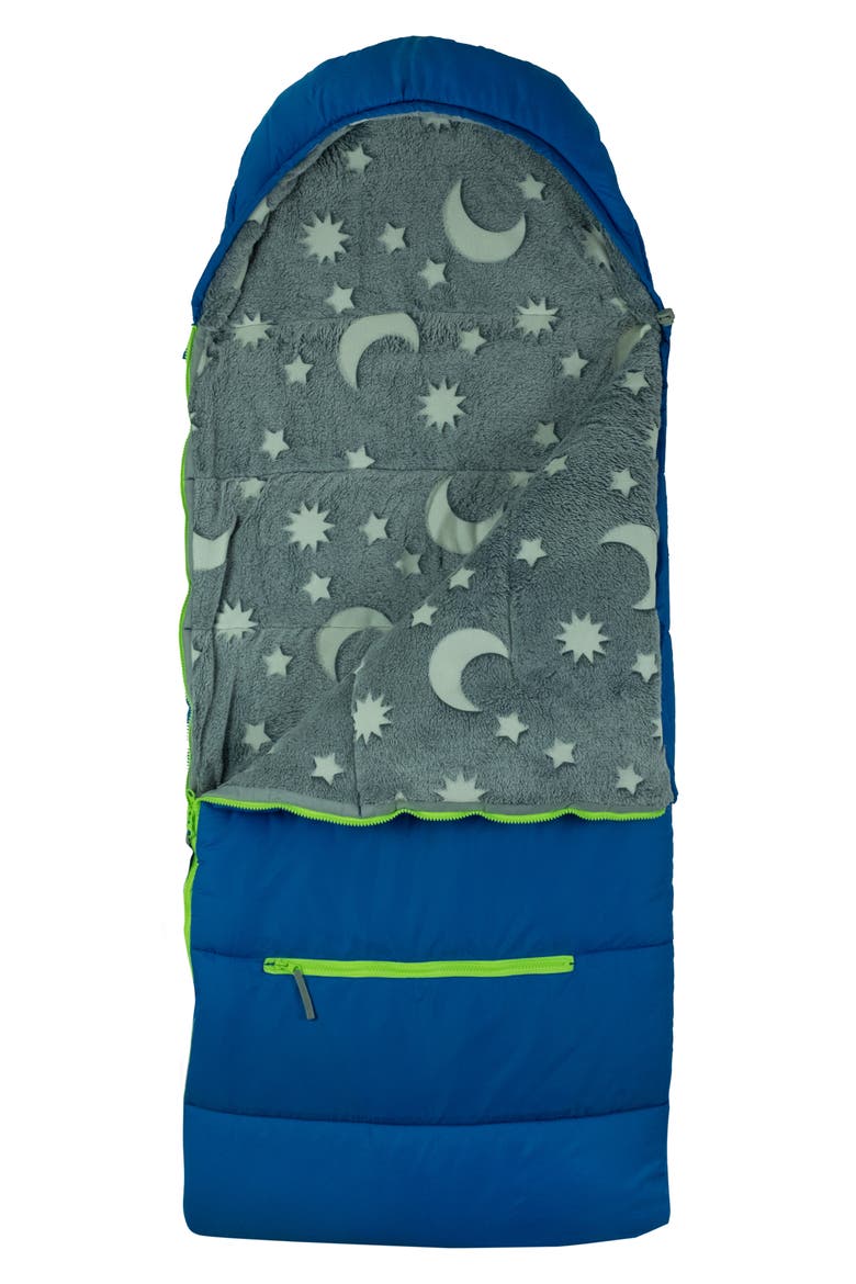 Kids' Sleep-n-Pack Glow in the Dark Sleeping Bag Backpack, Main, color, SURFER BLUE