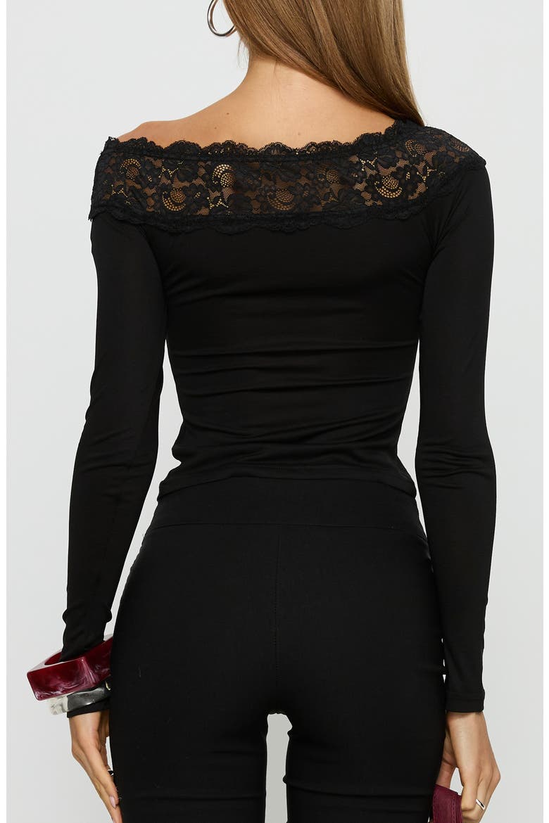 Breiann Lace Off the Shoulder Top, Alternate, color, BLACK