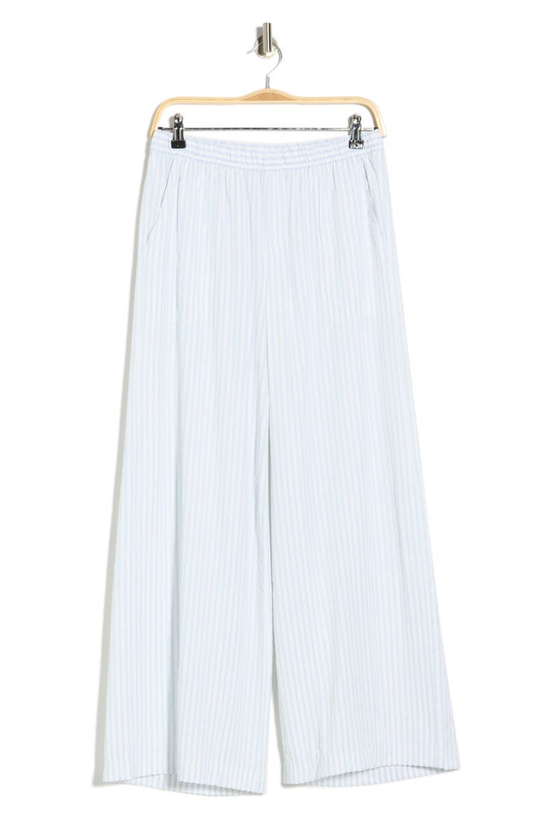 Stripe Palazzo Capri Pants, Alternate, color, COUNTRY AIR/ WHITE
