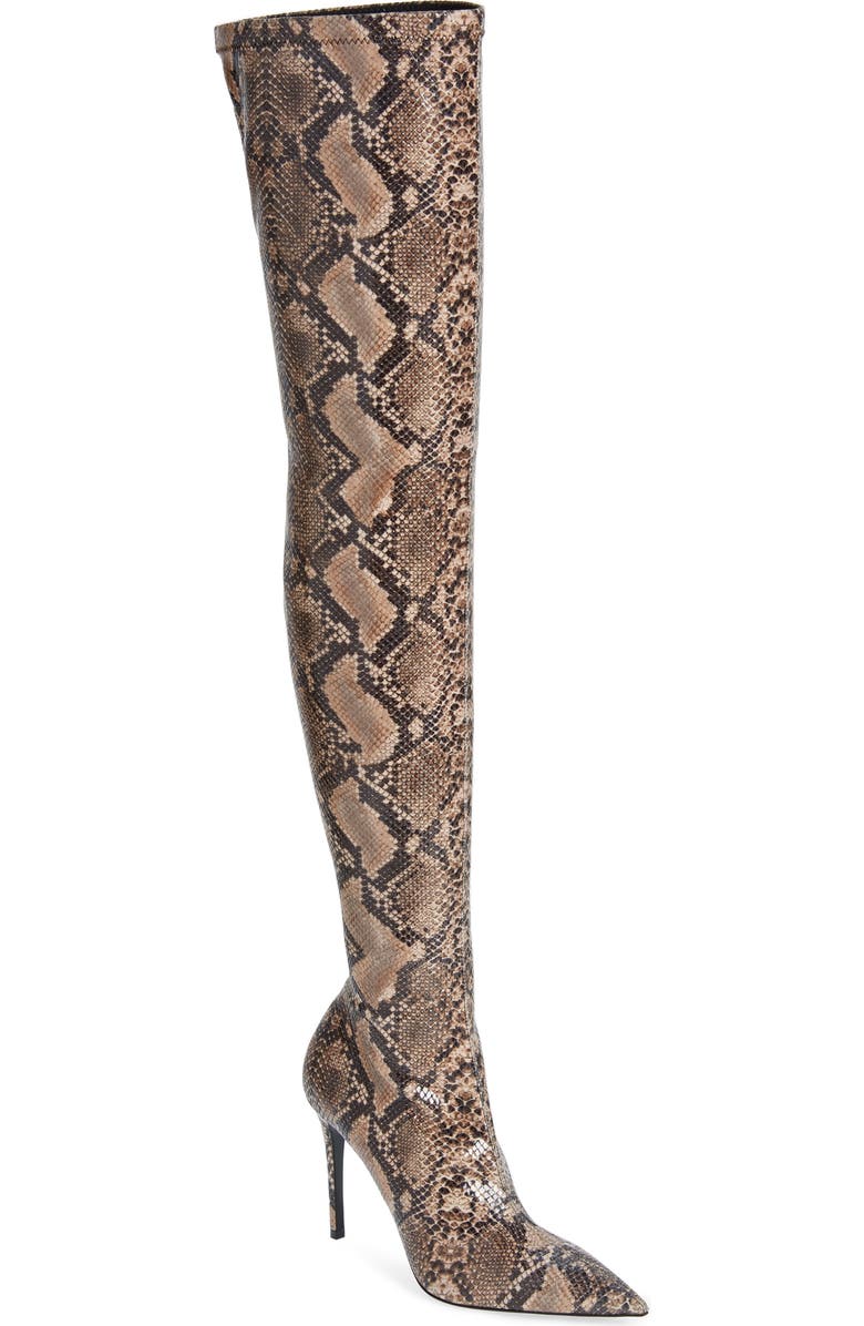 Stella McCartney Iconic Python Print Pointed Toe Over the Knee Boot, Main, color,