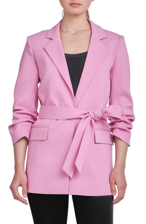 Belted Three-Quarter Sleeve Blazer