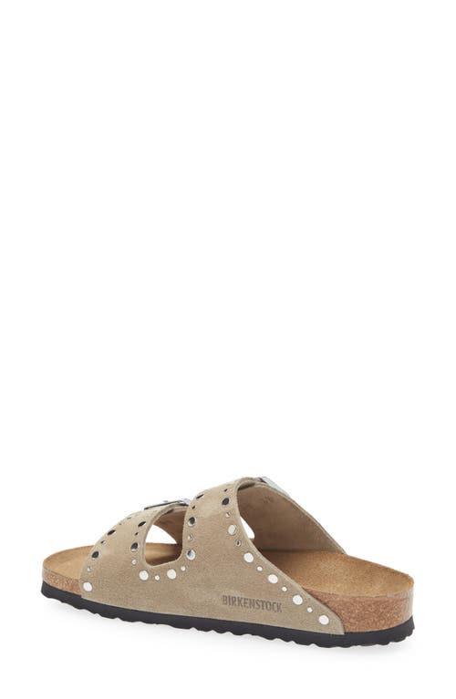 Birkenstock Arizona Stud Slide Sandal In Taupe