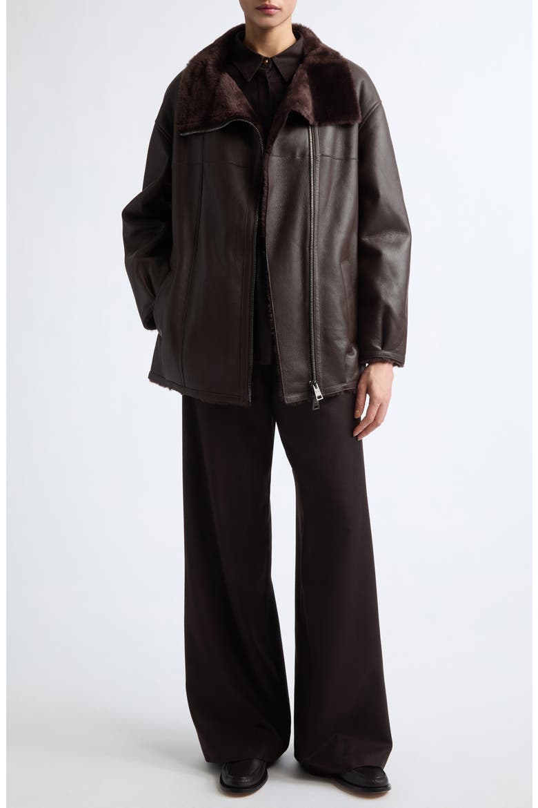Classic Zip Genuine Shearling Jacket, Alternate, color, 8800 DARK BROWN