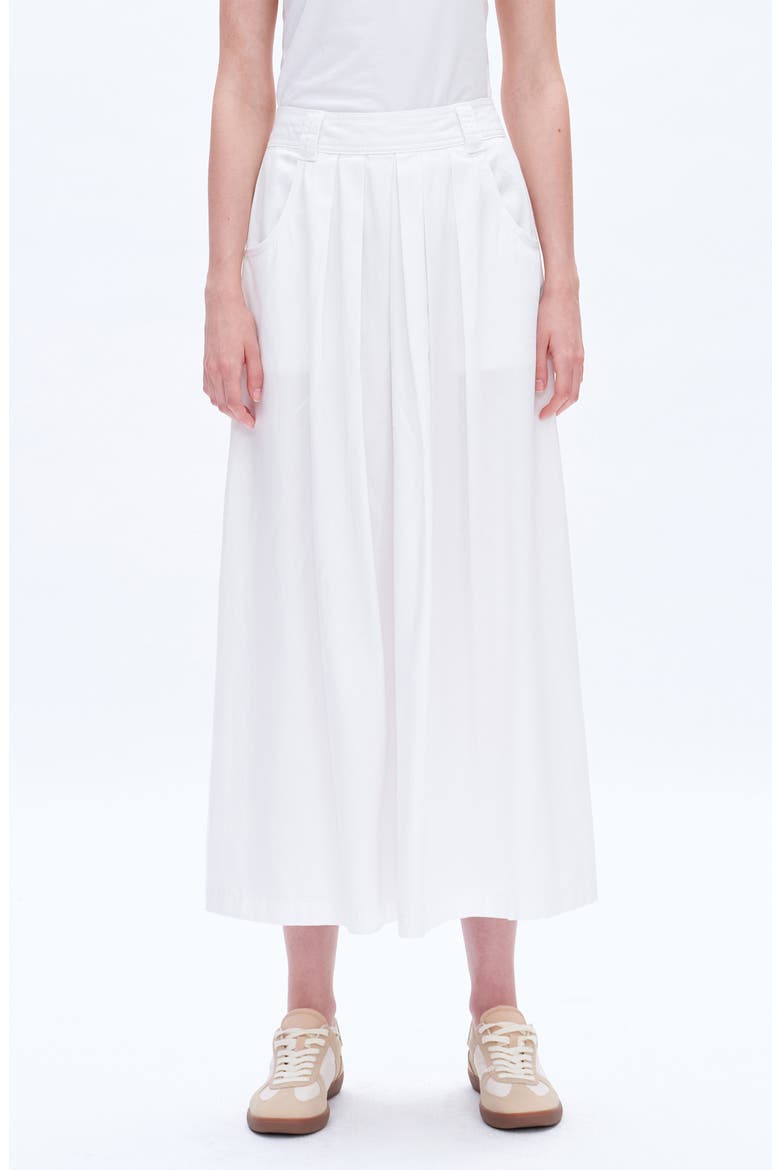 Pleated Denim Midi skirt, Main, color, WHITE