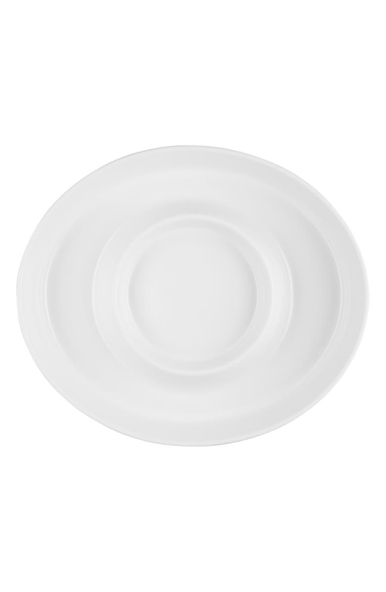 Le Creuset Oval Stoneware Chip & Dip Platter, Alternate, color, White