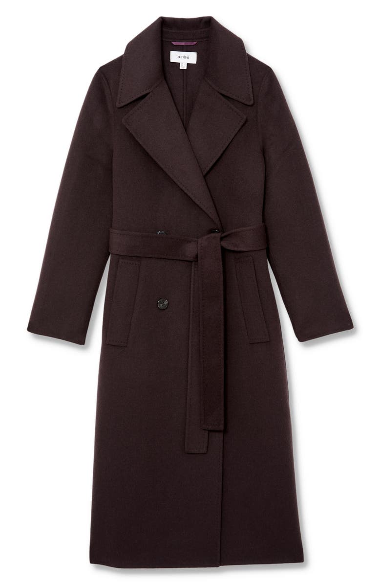 Reiss Rene Wool Blend Coat, Alternate, color, Aubergine