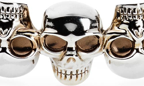 Alexander Mcqueen Multi Skull Cuff Bracelet In Silver