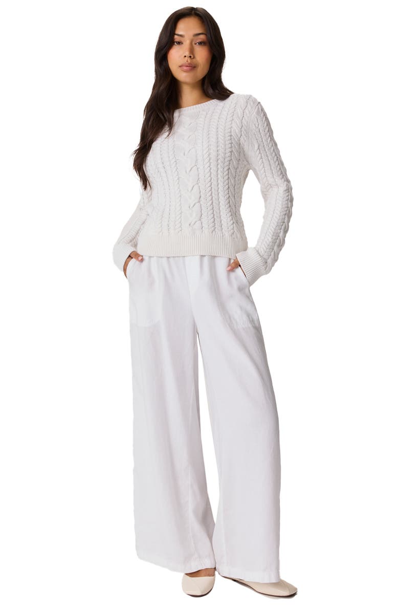 Splendid Annabella Cable Crewneck Sweater, Alternate, color, White