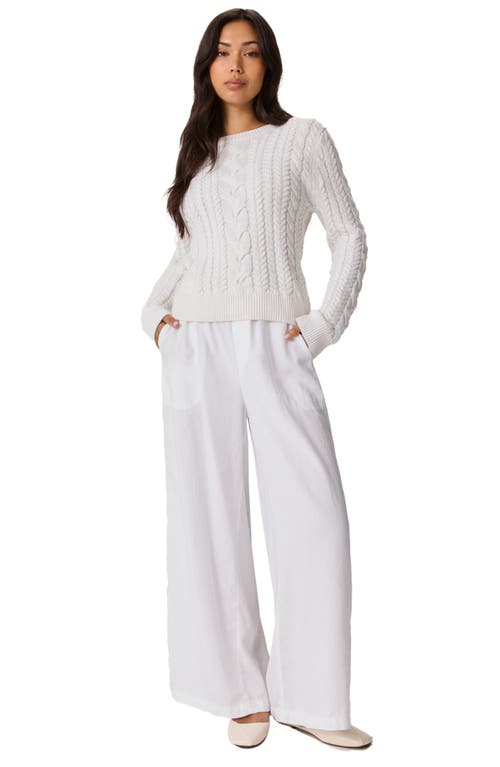 Splendid Annabella Cable Crewneck Sweater In Neutral