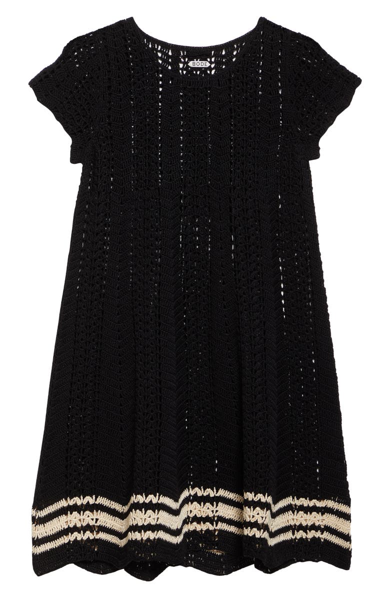 Bode Duxberry Crochet Cotton Minidress, Alternate, color, Black