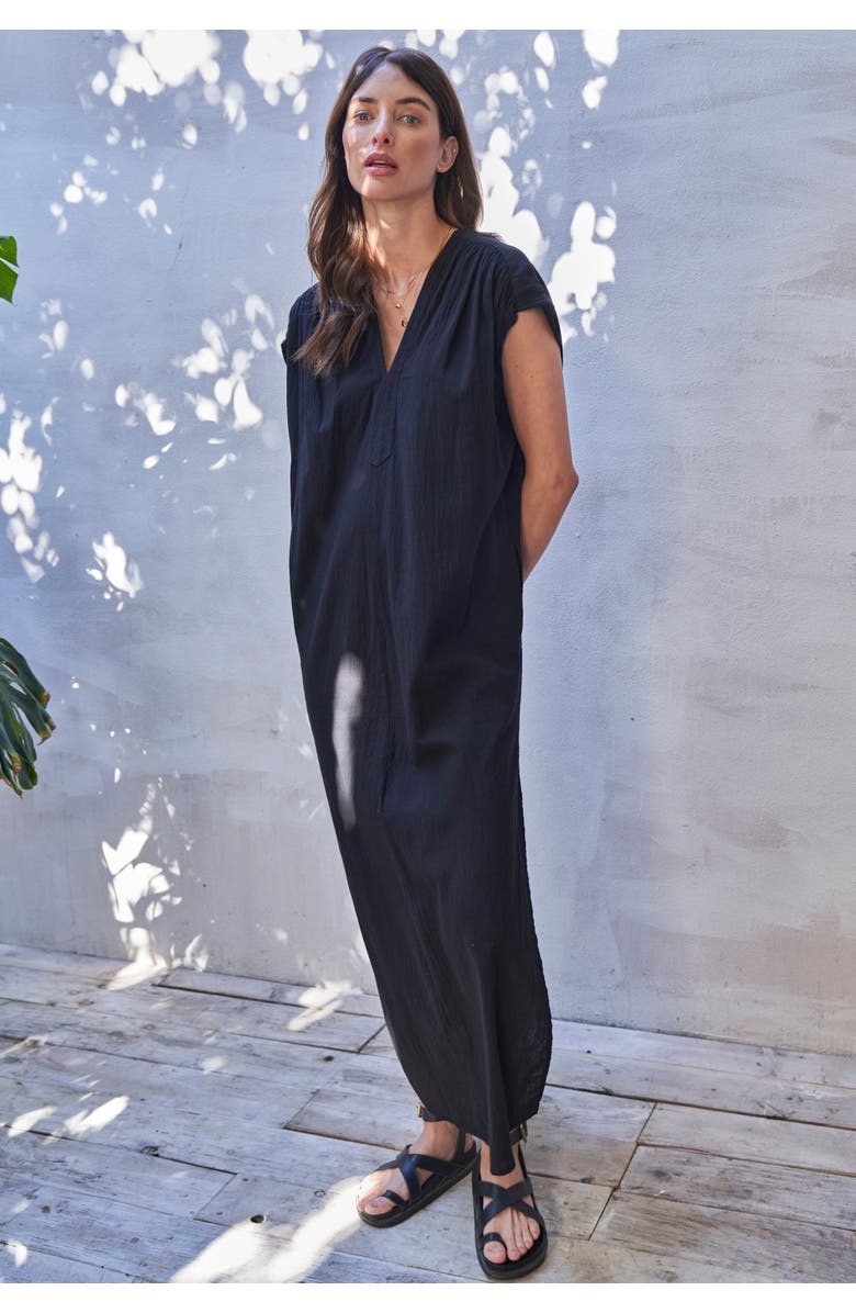 ocean+main Sleeveless Maxi Tunic, Alternate, color, Black