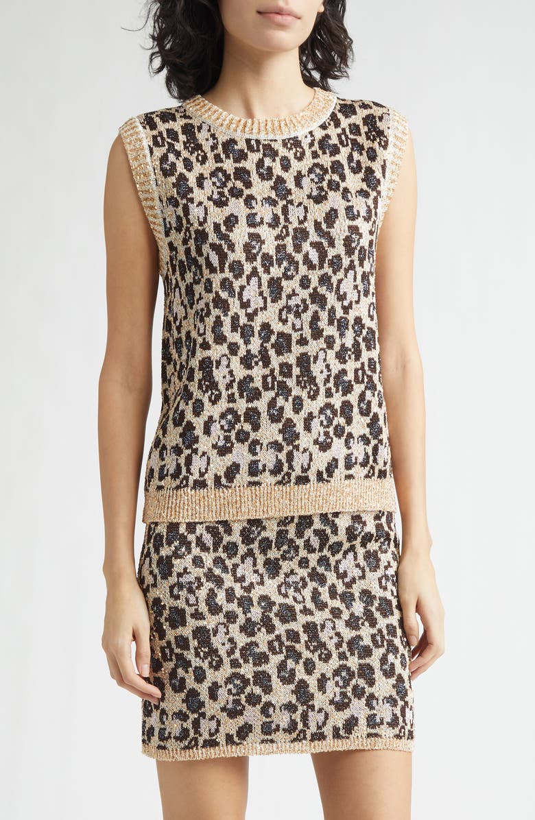 Missoni Animal Jacquard Sequin Sleeveless Sweater, Main, color, Beige Base