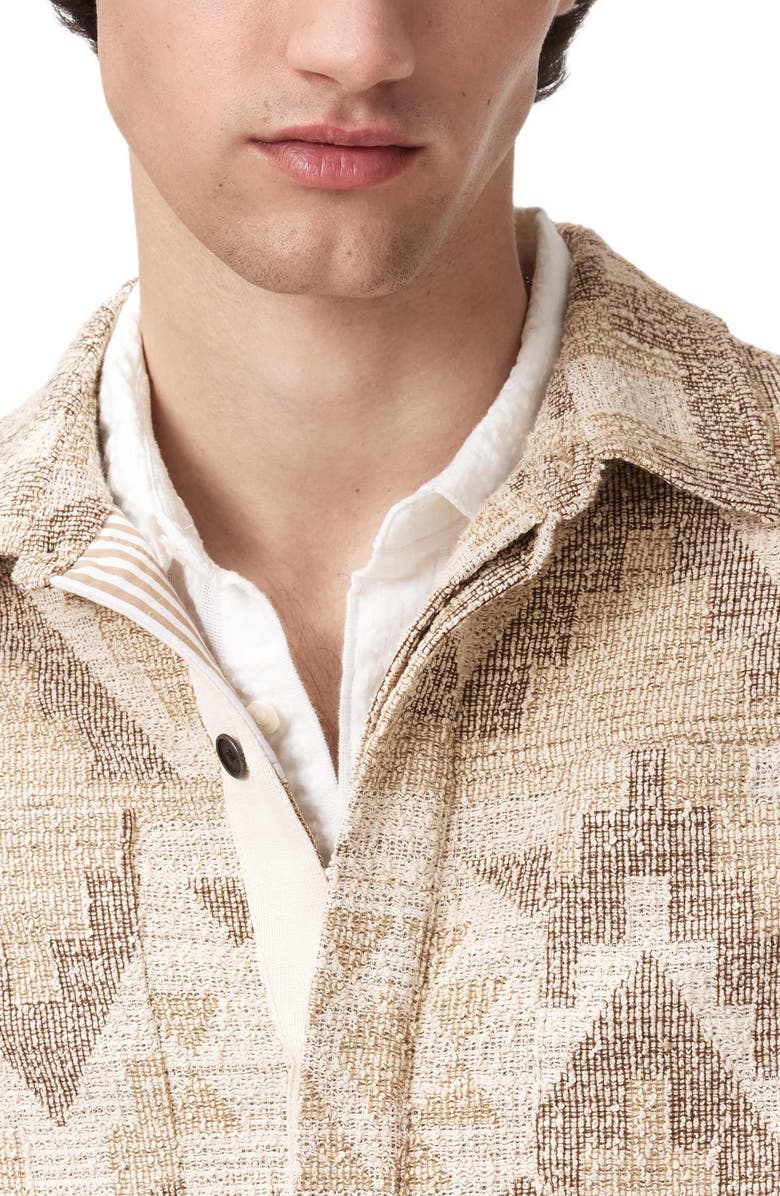 John Varvatos Byrne Geometric Shirt Jacket, Alternate, color, Light Khaki