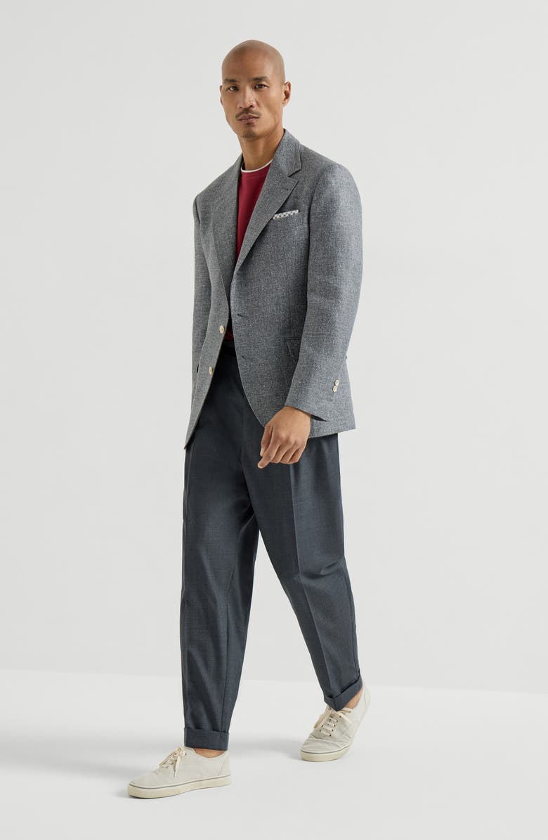 Brunello Cucinelli Hopsack deconstructed blazer, Alternate, color, Medium Grey