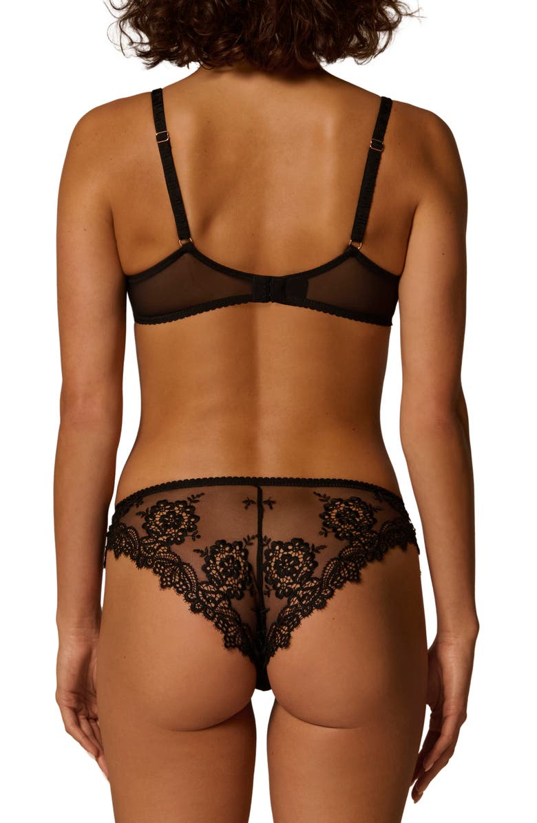 Simone Perele Idole Sheer Underwire Plunge Bra, Alternate, color, Black