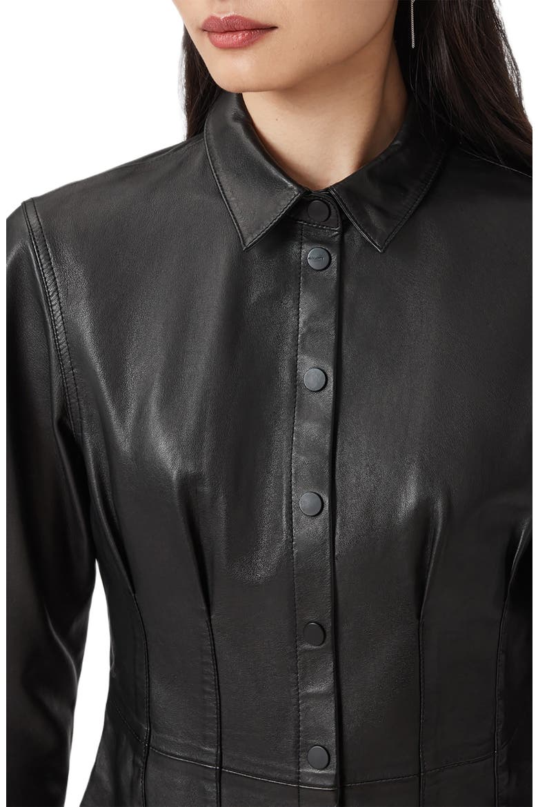 Larson Lea Leather Jacket, Alternate, color, BLACK