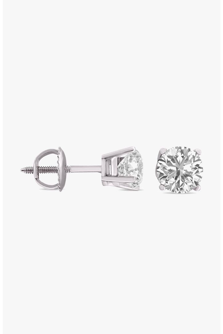 14K Gold Halo Lab Diamond 1.5 Carats Earrings, Alternate, color, White Gold
