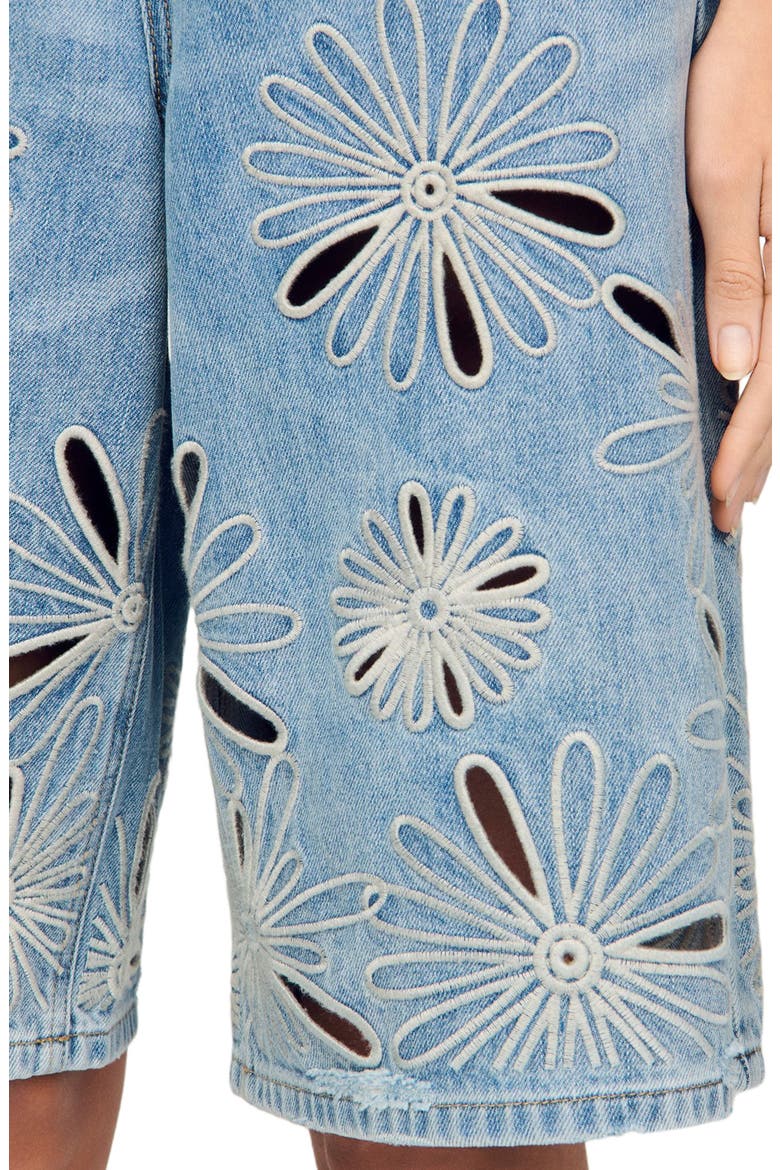 Embroidered Bermuda shorts, Alternate, color, Blue jean