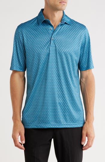 Greg Norman Print Golf Polo In Blue