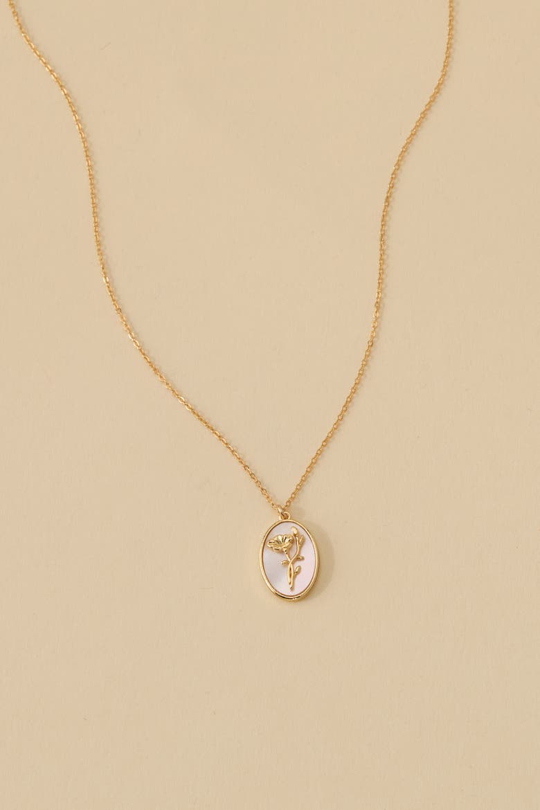 Katrina Birth Flower Pendant Necklace, Alternate, color, GOLD / SEPTEMBER-MORNING GLORY