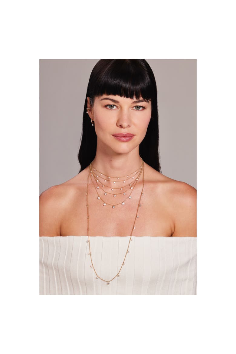 Small Floating Diamond Necklace in Yellow, Alternate, color, Yellow Gold