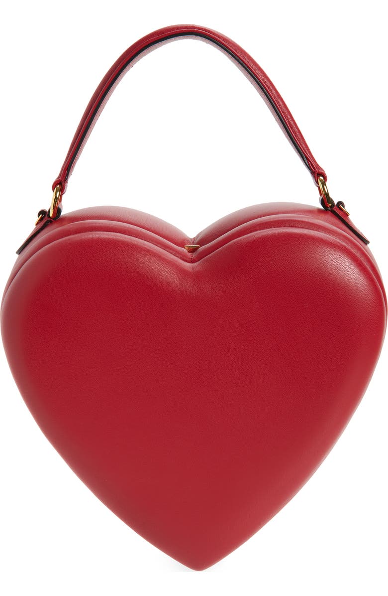 Moschino Love Me Logo Strap Leather Crossbody Bag, Main, color, Red 500 Oa0