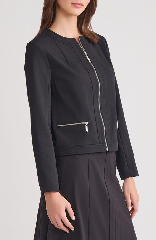 Misook Front Zip Ponte Jacket In Black