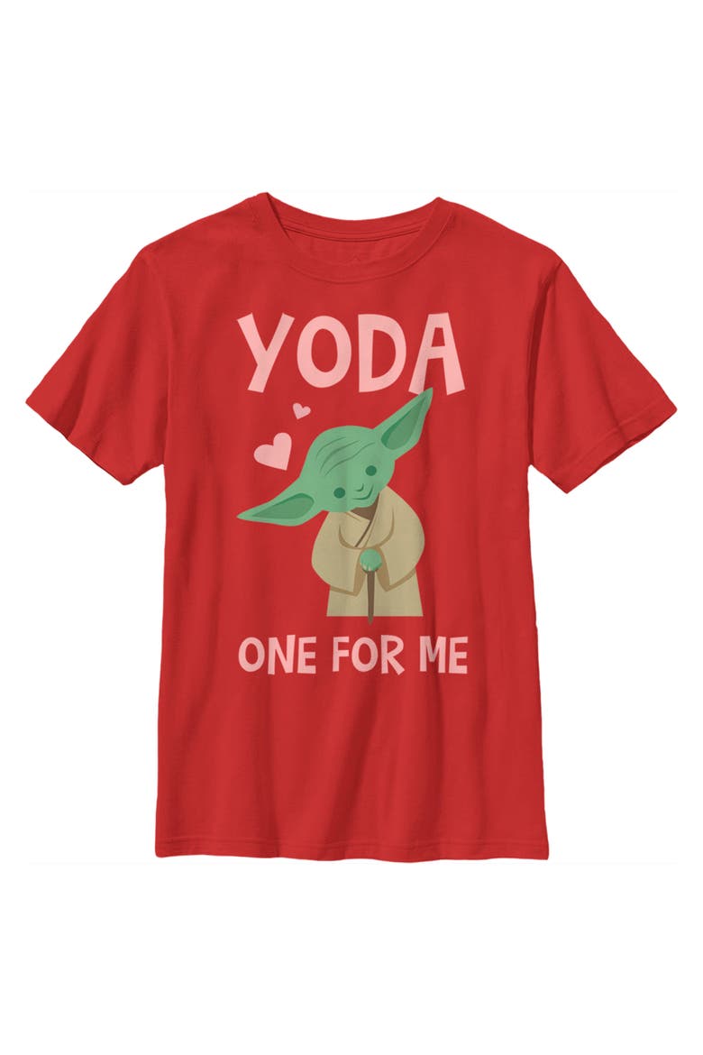 Boy's Star Wars Valentine's Day Yoda One for Me Simple  Graphic T-Shirt, Alternate, color, Red