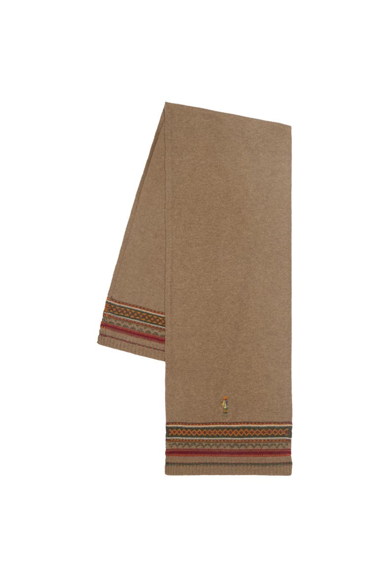Red Rocks Bear Fairisle Scarf, Alternate, color, Camel Multi