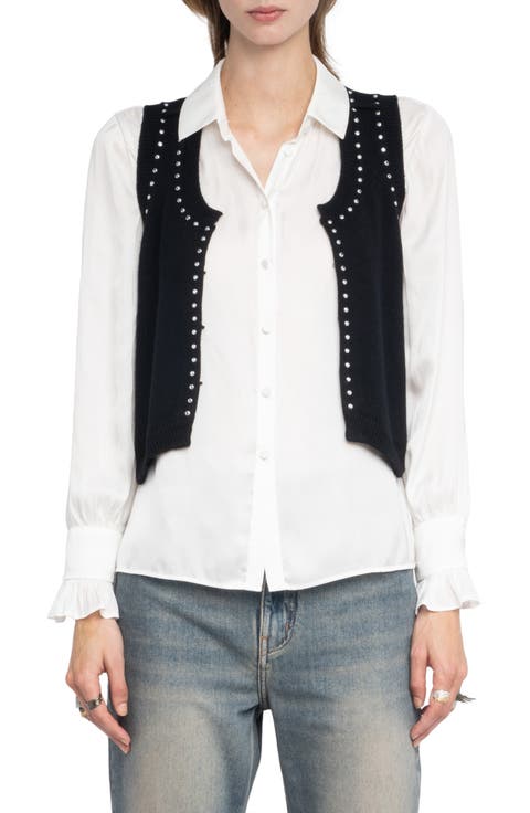 Dublin Stud Detail Wool & Cashmere Sweater Vest