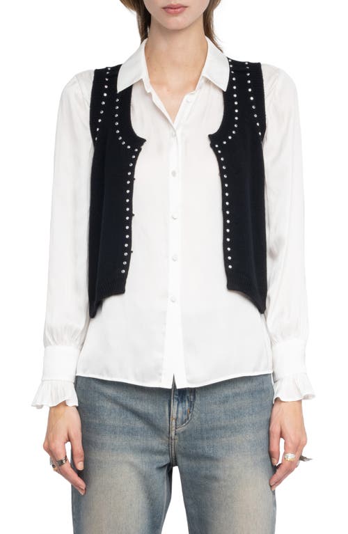 Zadig & Voltaire Dublin Stud Detail Wool & Cashmere Sweater Vest In Black