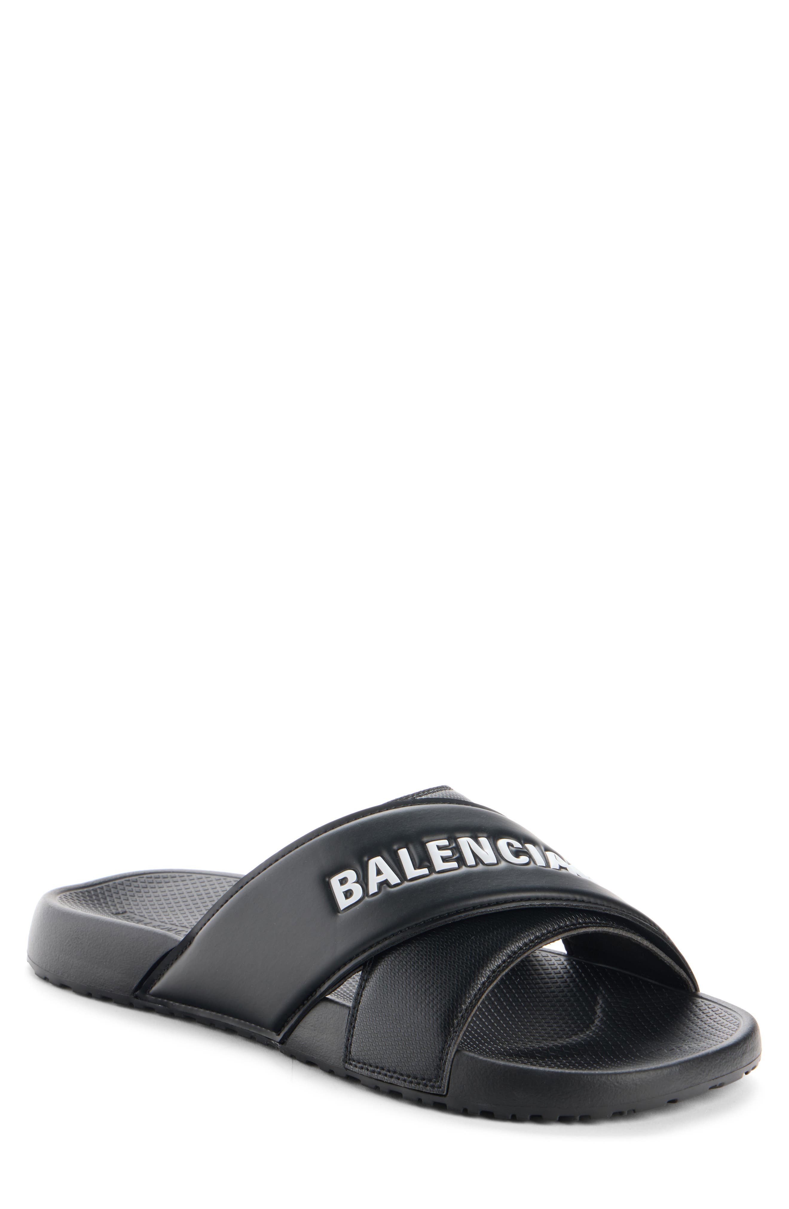 Balenciaga Sporty Logo Slide, Main, color, Black/ White