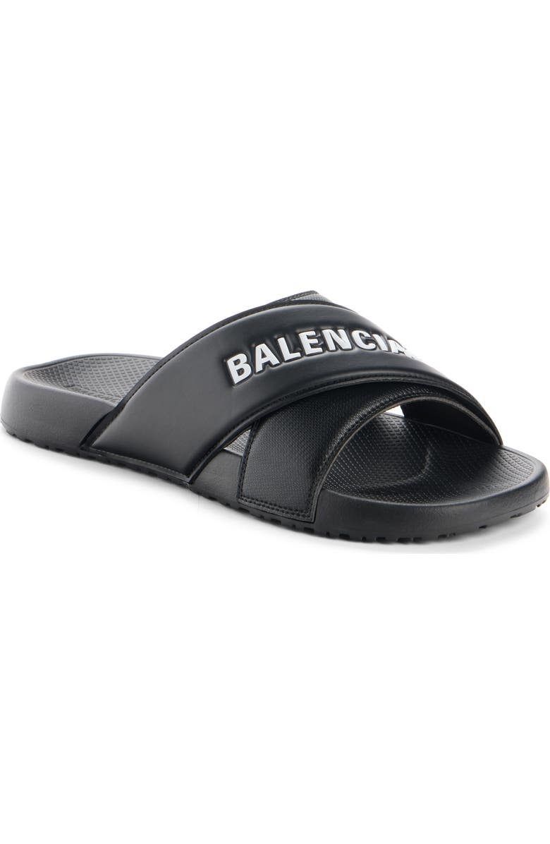 Balenciaga Sporty Logo Slide, Main, color, Black/ White
