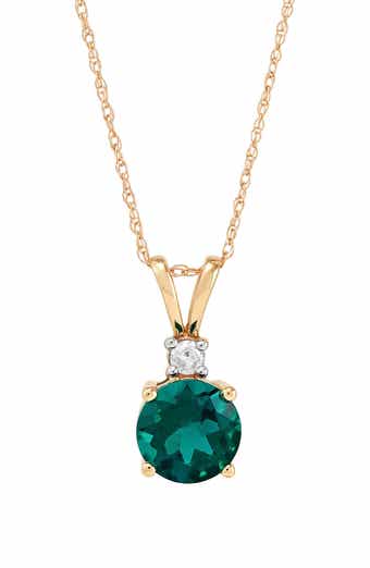 Frankie & Zoe 10K Yellow Gold Lab Grown Emerald & Lab Grown Diamond Pendant Necklace
