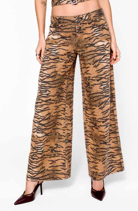 NASTY GAL Print Straight Leg Jeans