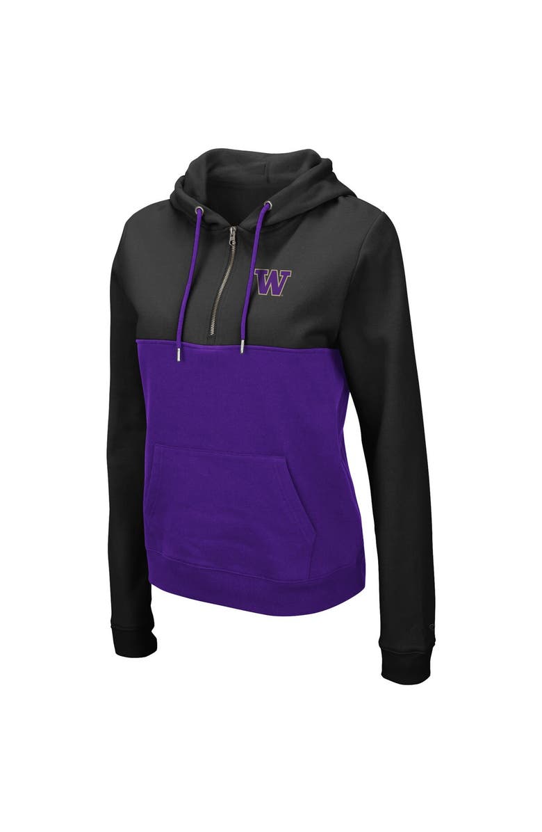COLOSSEUM Women's Colosseum Black/Purple Washington Huskies Aidan Lightweight Half-Zip Hoodie, Alternate, color, 