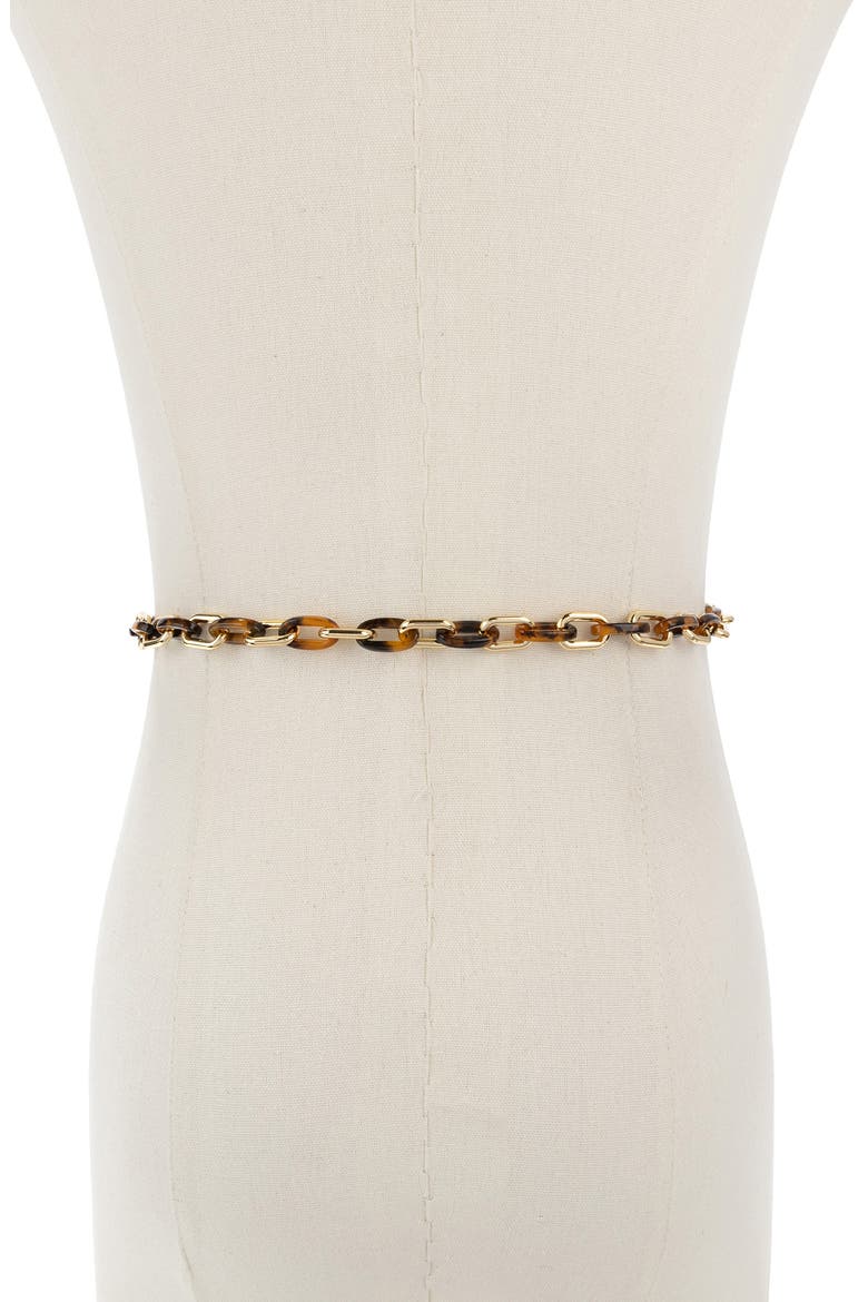 tortoiseshell & chain link belt, Alternate, color, POLISHED GOLD
