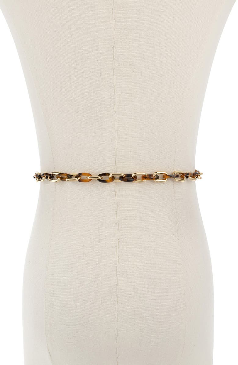 Kate Spade New York tortoiseshell & chain link belt, Alternate, color, Polished Gold
