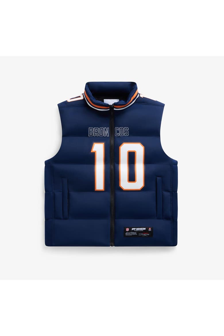 Unisex Bo Nix Navy Denver Broncos Player Puffer Vest, Main, color, Navy